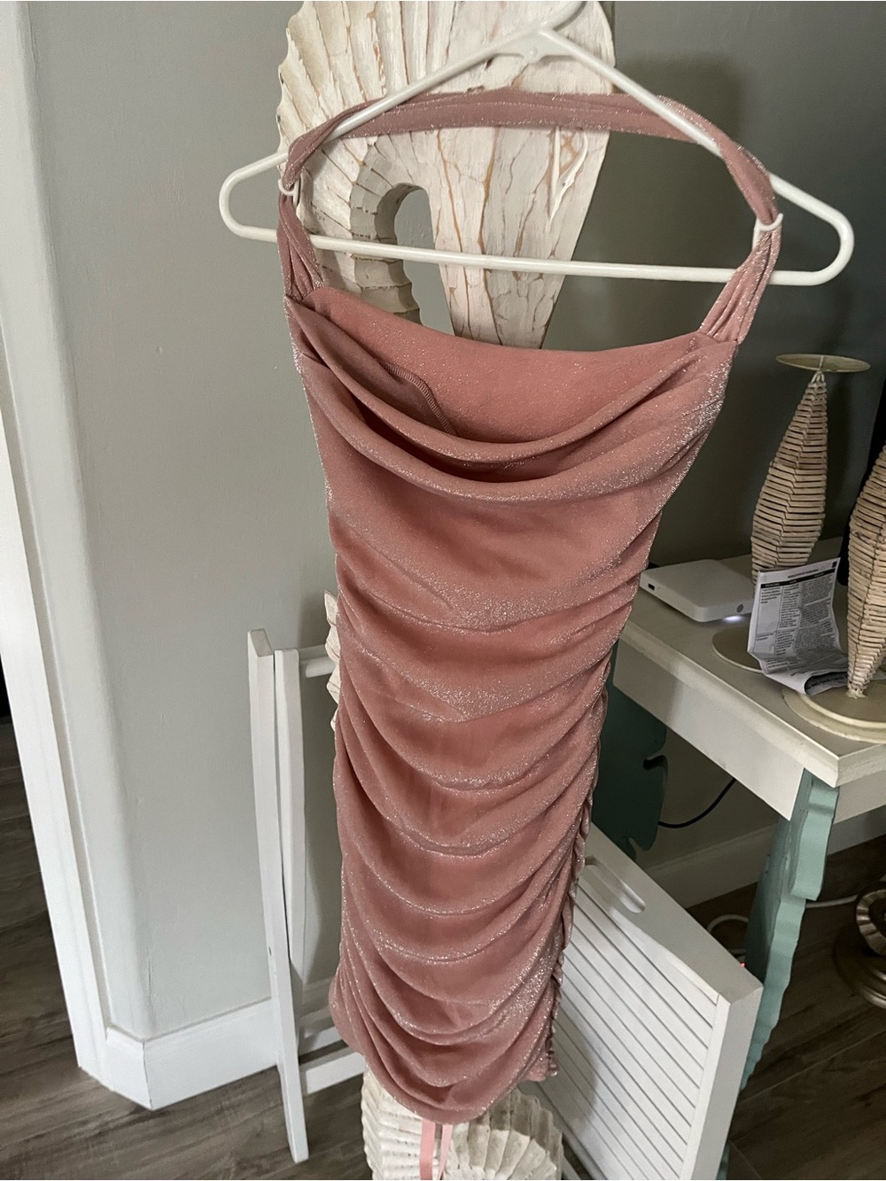 Oh Polly Dusty Rose Ruched Dress